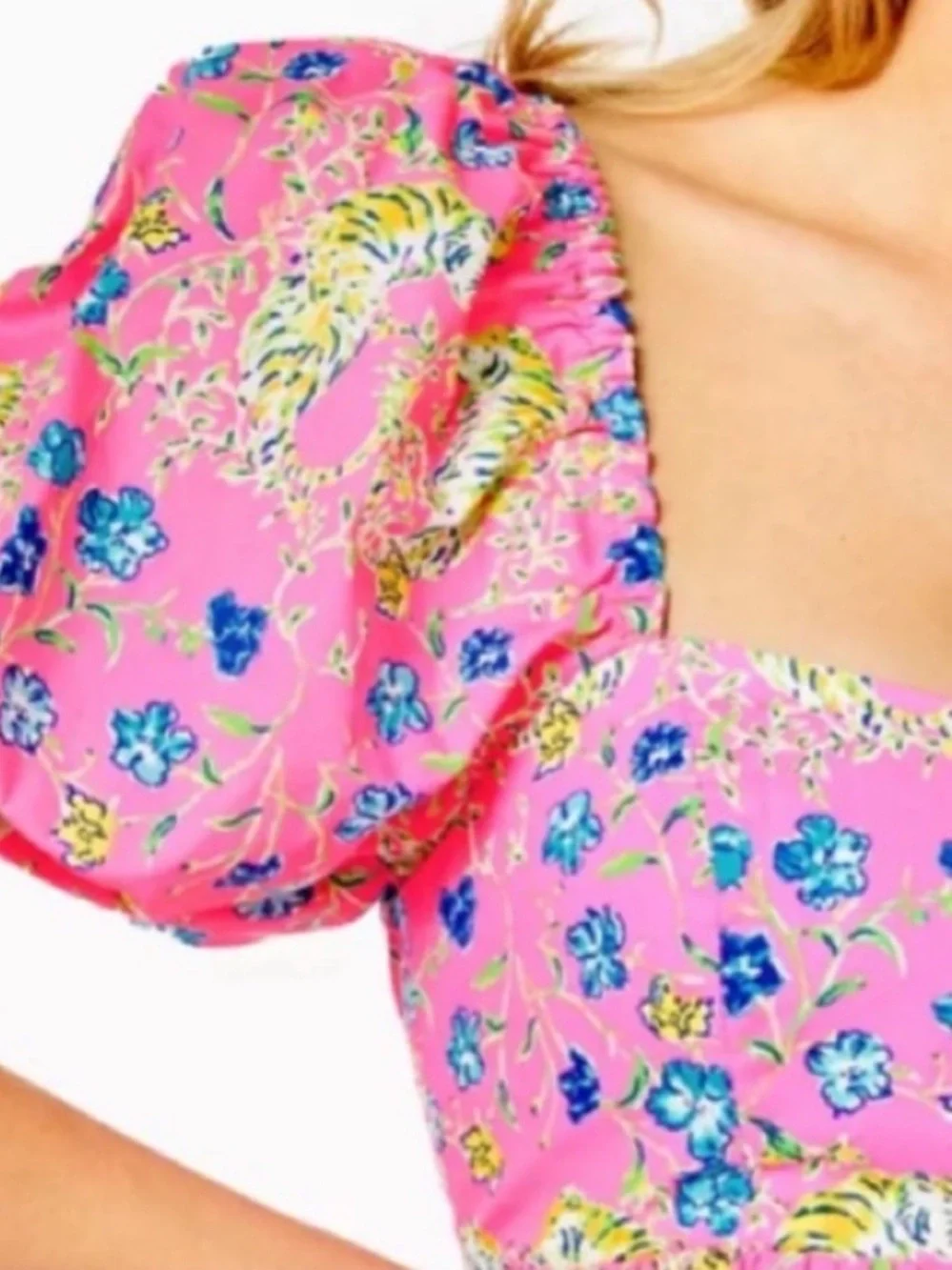 Lilly Pulitzer Kay Babydoll Dress in Prosecco Pink Tigress Garden - Picture 14 of 14